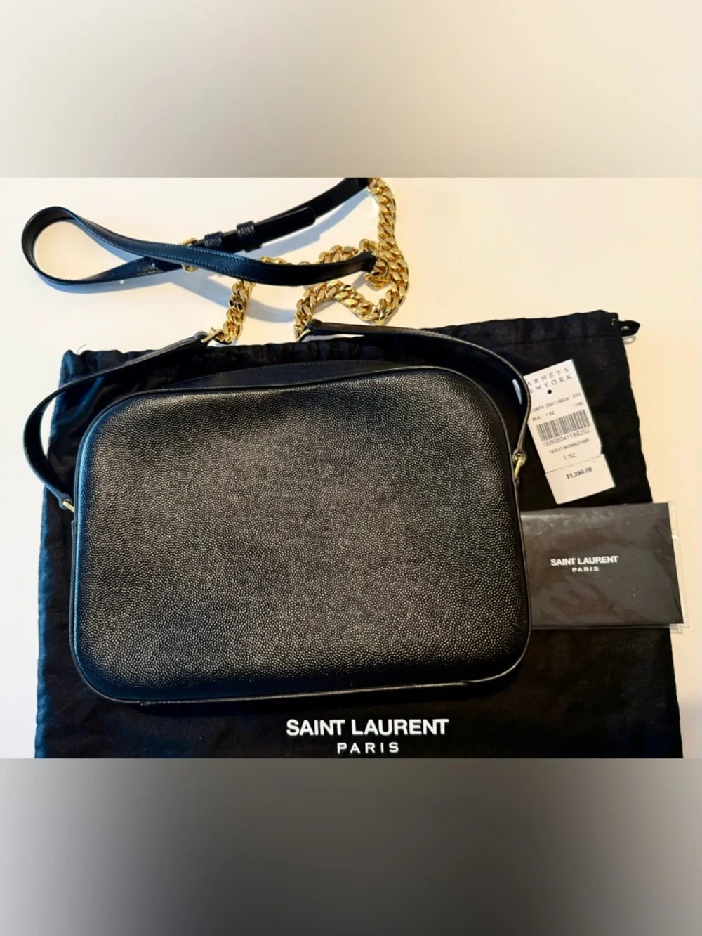 NWT Saint Laurent Black Leather Camera Bag with Gold YSL Logo - Picture 4 of 6